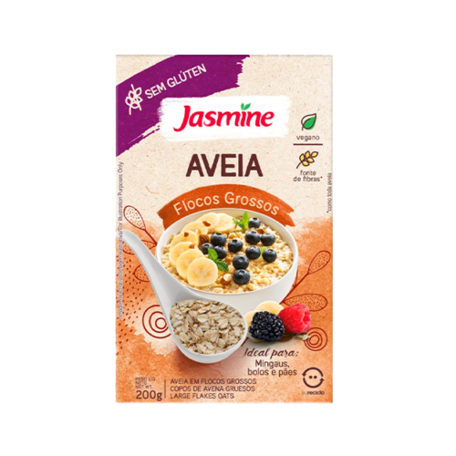 Aveia em Flocos Grossos sem Glúten Jasmine Caixa 200g