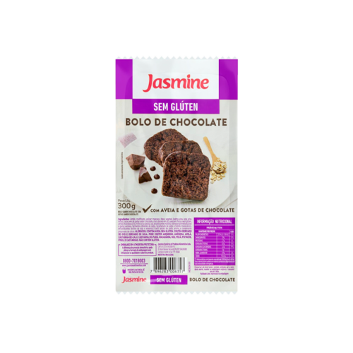 Bolo Chocolate com Gotas de Chocolate sem Glúten Jasmine Pacote 300g