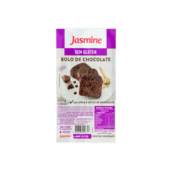 Bolo Chocolate com Gotas de Chocolate sem Glúten Jasmine Pacote 300g