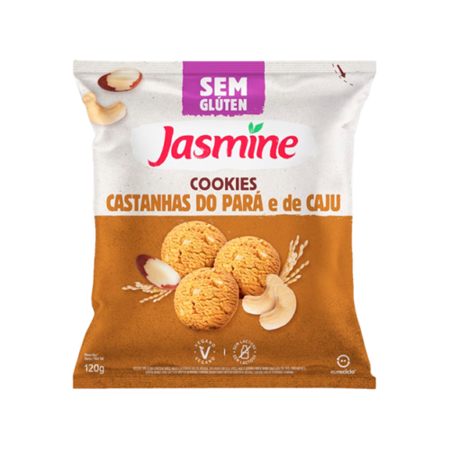 Biscoito Cookie Vegano Castanha-do-Pará e de Caju sem Glúten Jasmine Pacote 120g