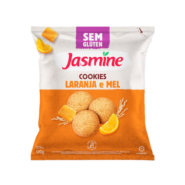 Biscoito Cookie Laranja e Mel sem Glúten Zero Lactose Jasmine Pacote 120g