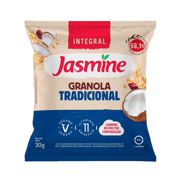 Mini Granola Integral Tradicional Jasmine Pacote 30g