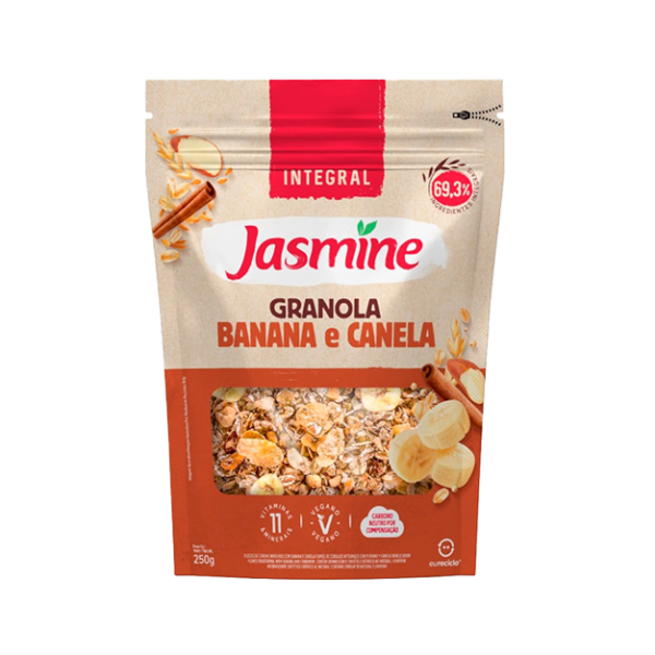 Granola Integral Banana e Canela Jasmine Pacote 250g