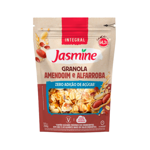 Granola Integral Amendoim e Alfarroba Zero Açúcar Jasmine Pacote 250g