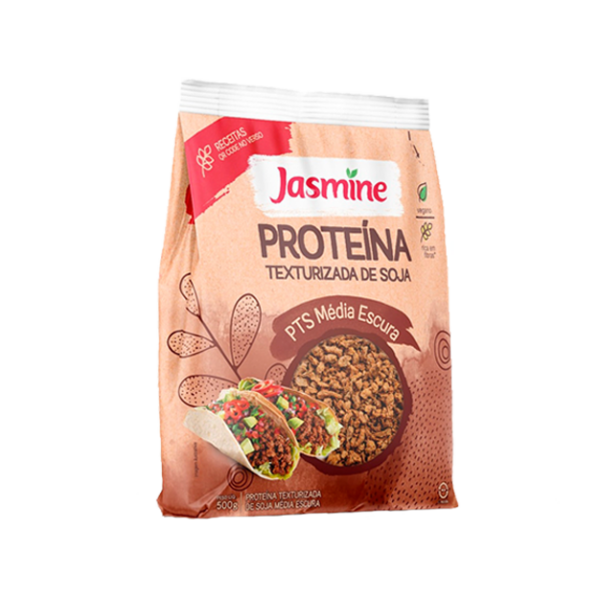 Proteína Texturizada de Soja Média Escura Jasmine Pacote 500g
