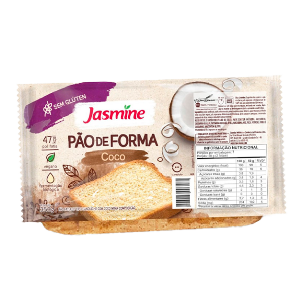 Pão de Forma Coco sem Glúten Vegano Jasmine Bandeja 350g