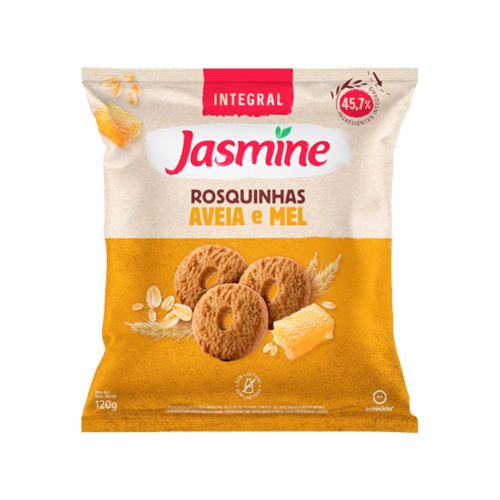 Biscoito Rosquinha Integral Aveia e Mel Zero Lactose Jasmine Pacote 120g