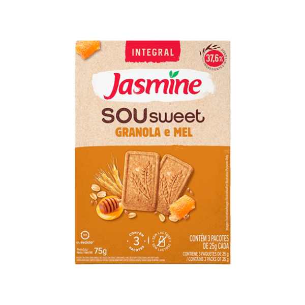 Biscoito Integral Granola & Mel Jasmine Sou Sweet Caixa 75g