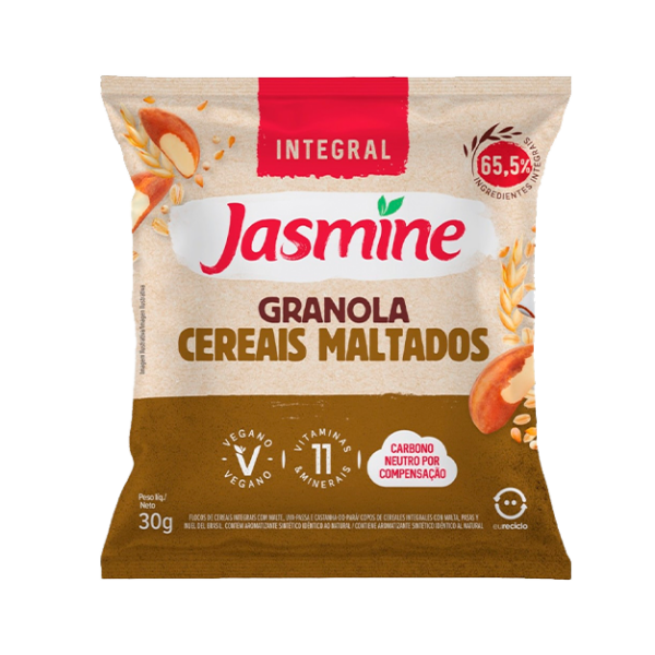 Mini Granola Integral Cereais Maltados Jasmine Pacote 30g