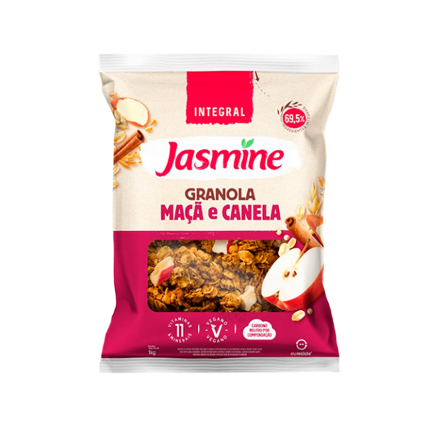 Granola Integral Maçã e Canela Jasmine Pacote 1kg