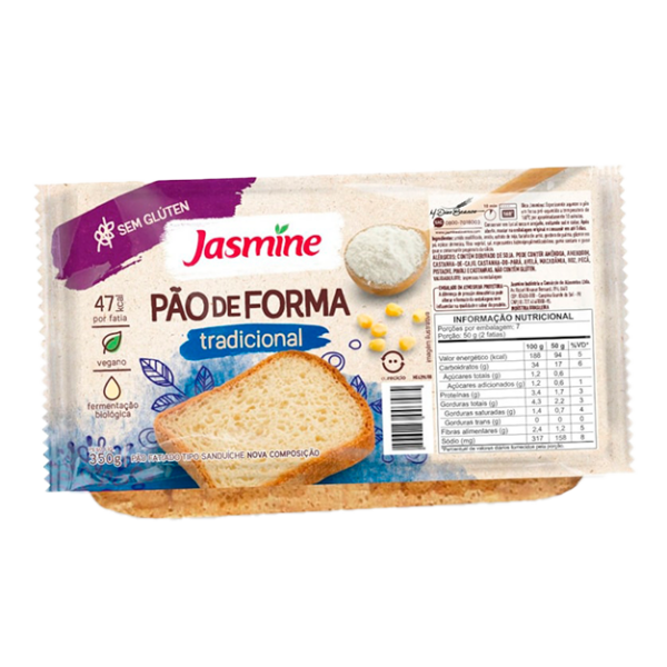 Pão de Sanduíche Tradicional sem Glúten Jasmine Pacote 350g